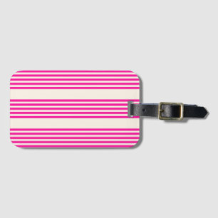 Etiqueta Para Maletas Fuchsia y beige cinco rayas