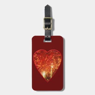 Etiqueta Para Maletas Fuego de corazón rojo