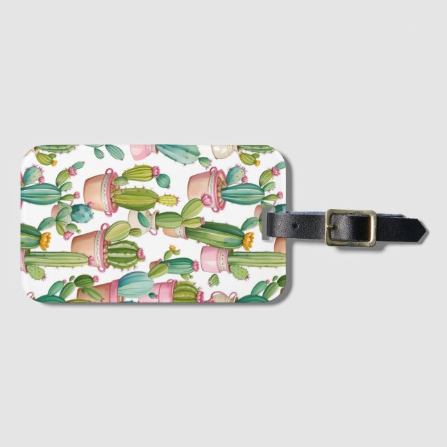 Etiqueta Para Maletas Fun bright cactus (Anverso horizontal)