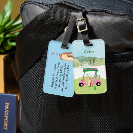 Etiqueta Para Maletas Fun Golf Cart Course Clubs Monograma Nombre