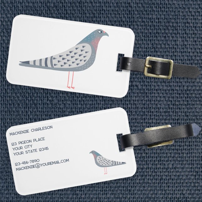 Etiqueta Para Maletas Fun Pigeon (Fun personalized pigeon luggage tag for bird lovers)