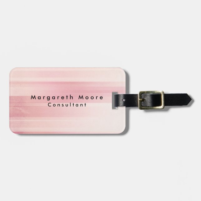 Etiqueta Para Maletas Funcionario de fondo rosa elegante y sencillo (Frente Horizontal)