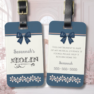 Etiqueta Para Maletas Funda para Violín Lindo Lazo Azul Coqueta