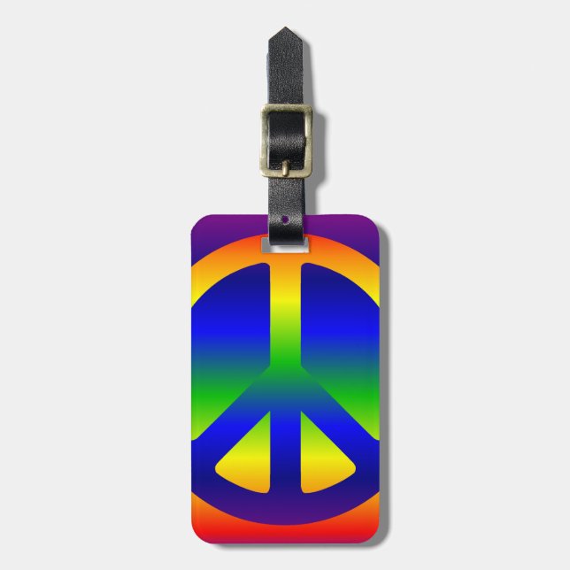 Etiqueta Para Maletas Funky Rainbow Peace Symbol (Frente Vertical)