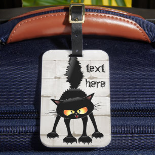 Etiqueta Para Maletas Funny Fierce Black Cat Personalizado