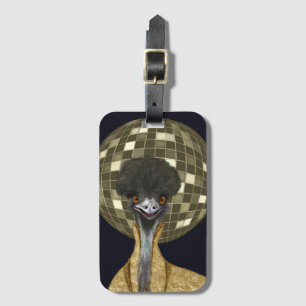 Etiqueta Para Maletas Funny Retro Golden Disco Ball Emu Bird