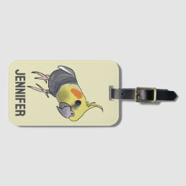 Etiqueta Para Maletas Funny Talking Grey Cockatiel Hello Pretty Bird