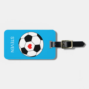 Etiqueta Para Maletas Fútbol deportivo personalizado Balón azul con cora