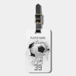 Etiqueta Para Maletas Fútbol rasgado (blanco personalizado)
