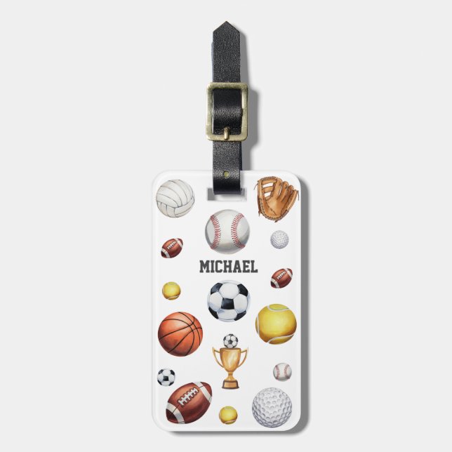 Etiqueta Para Maletas fútbol temática tema de los deportes de patrón béi (Frente Vertical)