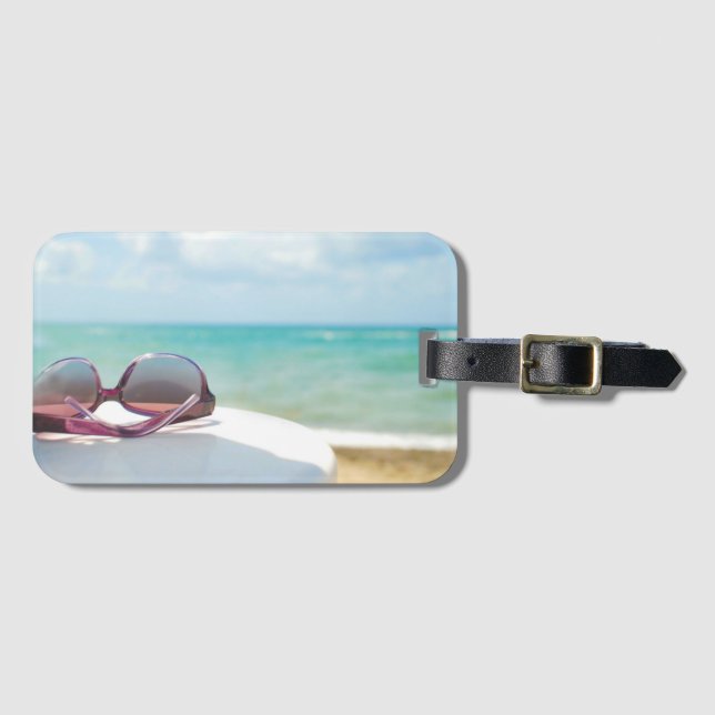 Etiqueta Para Maletas Gafas De Sol En La Playa (Anverso horizontal)