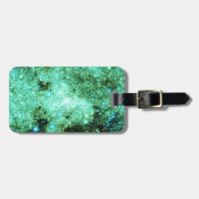 Etiqueta Para Maletas Galaxia Vía Láctea Verde (Frente Horizontal)