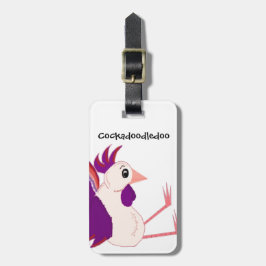 Etiqueta Para Maletas Gallo sentado divertido