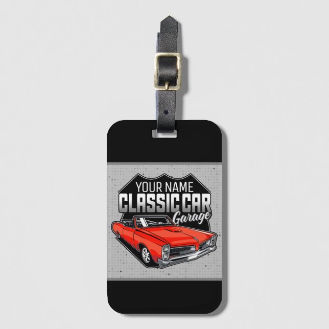 Etiqueta Para Maletas Garaje de coche clásico convertible personalizado  (Anverso vertical)