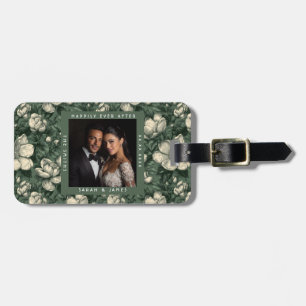 Etiqueta Para Maletas Gardenias Vintage Radiantes Verdes para Boda
