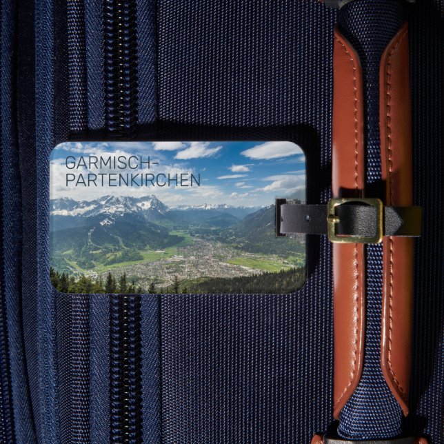 Etiqueta Para Maletas Garmisch-Partenkirchen Bavaria Alps Panorama Regal (Anverso In situ 4)