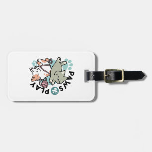 Etiqueta Para Maletas Garras y Juego – Ilustración de Gato Adorable