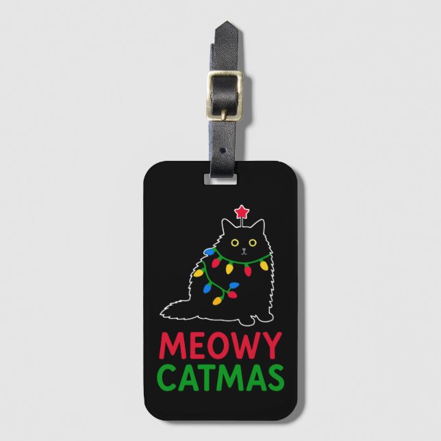 Etiqueta Para Maletas Gat Navidad (Anverso vertical)