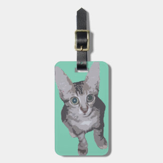 Etiqueta Para Maletas Gatito Dulce de Ojos Grandes