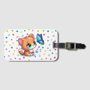 Etiqueta Para Maletas Gatito/gato y mariposa