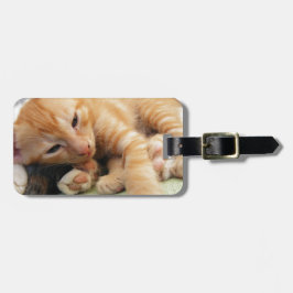 Etiqueta Para Maletas Gatito lindo con rayas de tigre