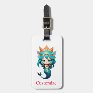 Etiqueta Para Maletas Gatito Lindo Gato Sirena Thunder_Cove