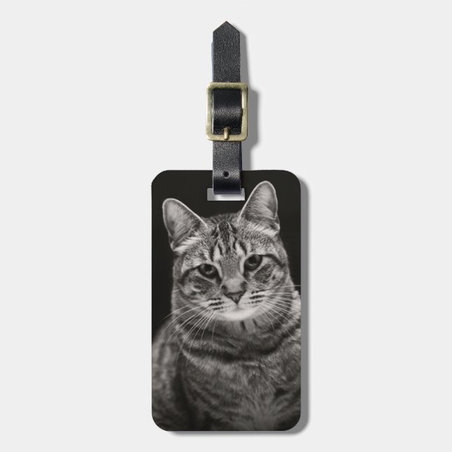 Etiqueta Para Maletas Gatito negro de mesa (Frente Vertical)