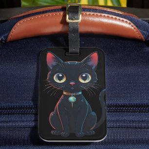 Etiqueta Para Maletas Gatito negro poco espeluznante