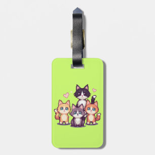Etiqueta Para Maletas Gatitos Coloridos Pixelados