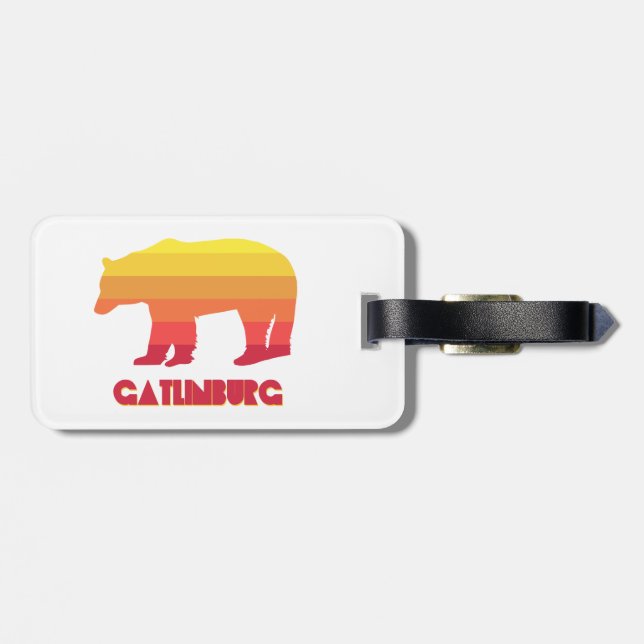 Etiqueta Para Maletas Gatlinburg Tennessee Rainbow Bear (Atrás Horizontal)