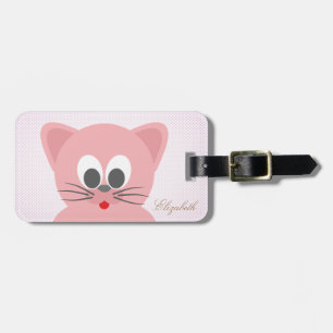 Etiqueta Para Maletas Gato Adorable Cute, Puntos -Personalizado