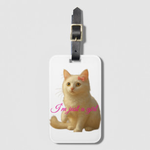 Etiqueta Para Maletas Gato Adorable "Solo Soy Una Chica" Cita Personaliz