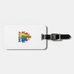 Etiqueta Para Maletas Gato Arcoíris Orgulloso Diseño Vector Vintage_1