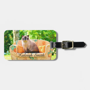 Etiqueta Para Maletas Gato British Shorthair personalizado en sofá naran