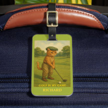 Gato con estilo jugando golf personalizado