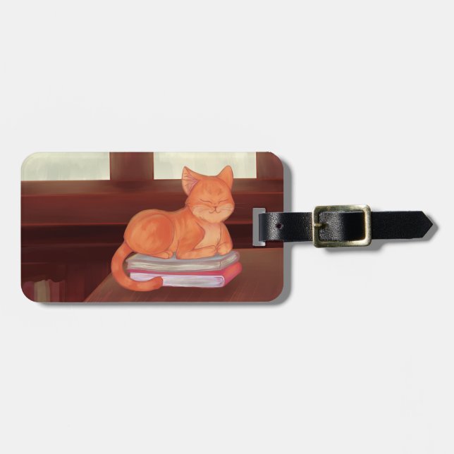 Etiqueta Para Maletas Gato de biblioteca (Frente Horizontal)