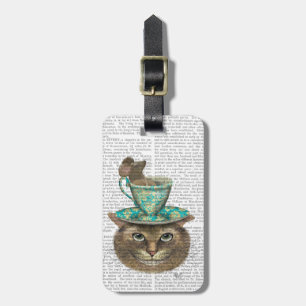 Etiqueta Para Maletas Gato de Cheshire con la Copa de la Cabeza