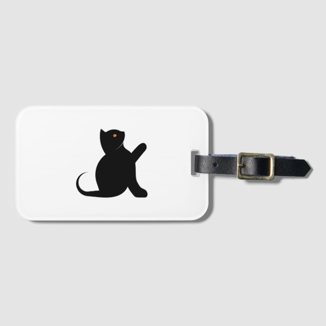 Etiqueta Para Maletas Gato diciendo hola (Anverso horizontal)