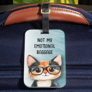 Etiqueta Para Maletas Gato Divertido y Adorable