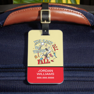 Etiqueta Para Maletas Gato en el Gorra   Vimos caer todas las cosas