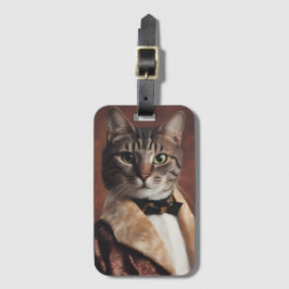 Etiqueta Para Maletas Gato en la Chaqueta de Fumar