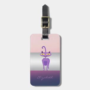 Etiqueta Para Maletas Gato femenino elegante moderno