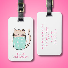 Etiqueta Para Maletas Gato gatito personalizado