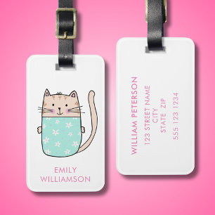 Etiqueta Para Maletas Gato gatito personalizado