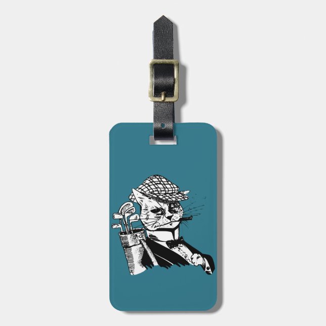 Etiqueta Para Maletas gato golfing divertido (Frente Vertical)