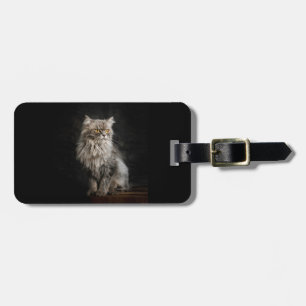 Etiqueta Para Maletas Gato gris esponjoso