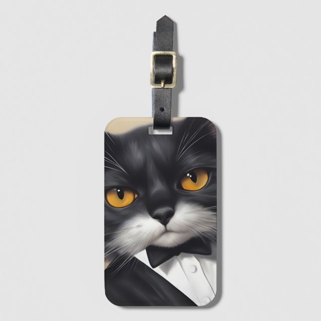 Etiqueta Para Maletas Gato inteligente (Anverso vertical)
