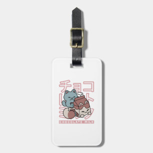 Etiqueta Para Maletas Gato Kawaii con Leche de Chocolate – Arte Pop Japo