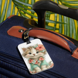 ETIQUETA PARA MALETAS GATO KITTY TEMÁTICO DE VERANO CAPRICHOSO Y LINDOS
