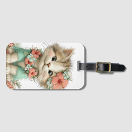 ETIQUETA PARA MALETAS GATO KITTY TEMÁTICO DE VERANO CAPRICHOSO Y LINDOS